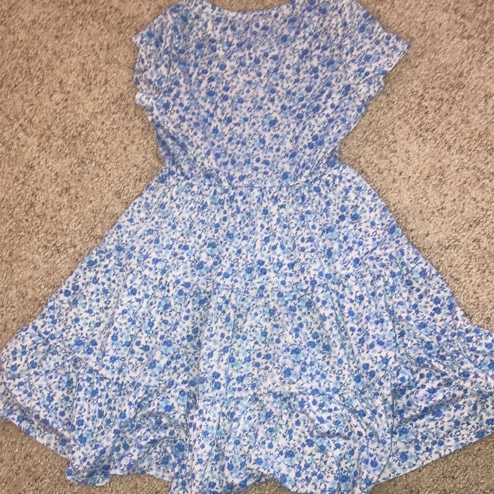 Three Hearts Blue Floral Button-Up Kids Dress - Picture 4 of 4
